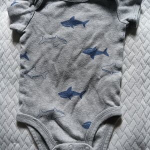 Carter's Gray and Blue Shark Bodysuit